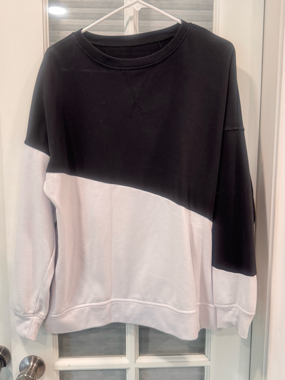 Men's Two-Tone Black and White Crewneck Sweater